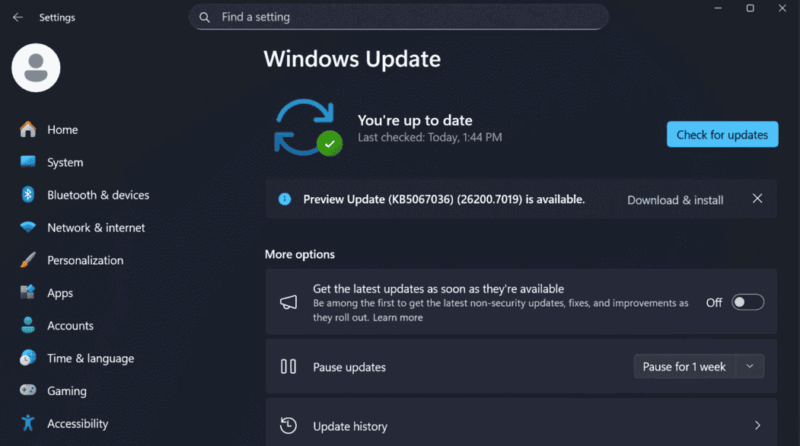 Install Update Kb5067036