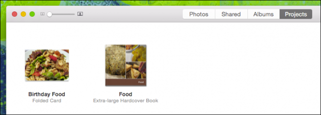 Окно Проекты с сохранёнными проектами