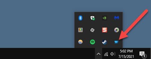 Open the Notification Area---commonly called 
