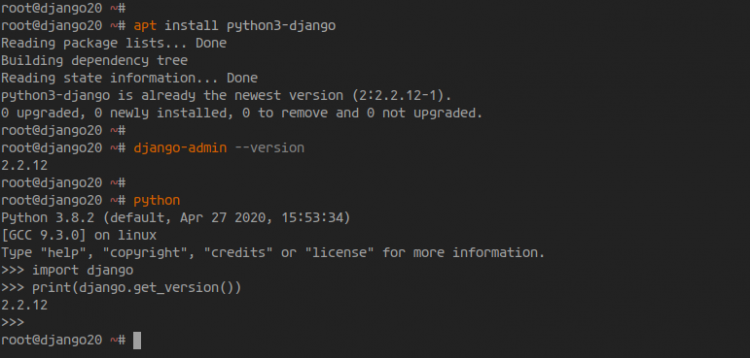 Установка Django через apt (пример)