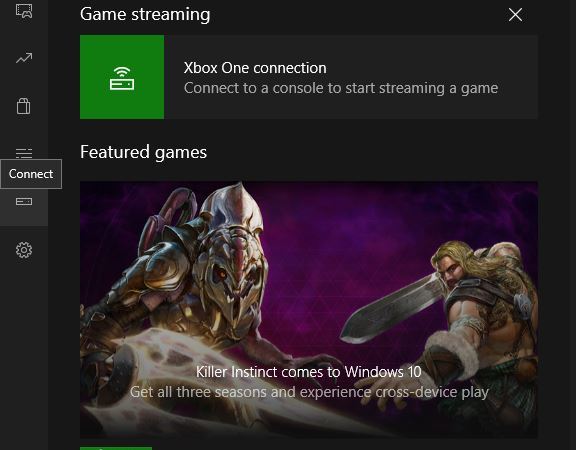 Кнопка 'Подключить' в приложении Xbox на Windows 10