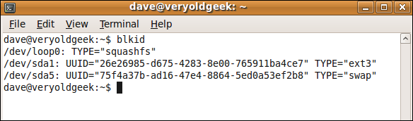 Скриншот: вывод blkid в терминале