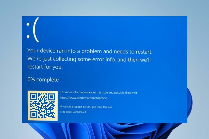 Исправление BSoD 0xc00002e3 на Windows