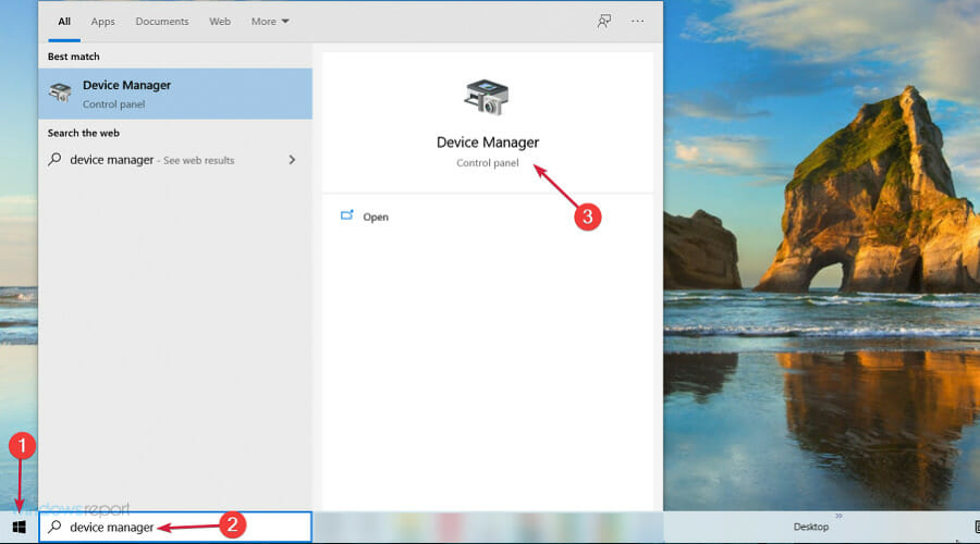 Поиск 'Диспетчер устройств' в Windows