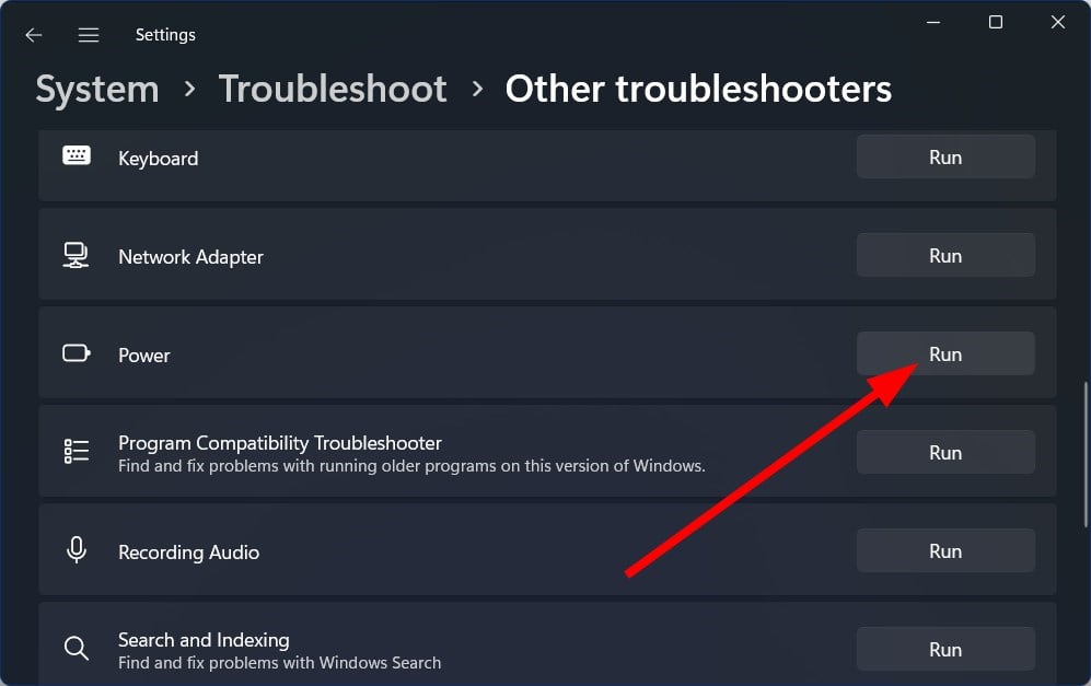 Запуск средства устранения неполадок