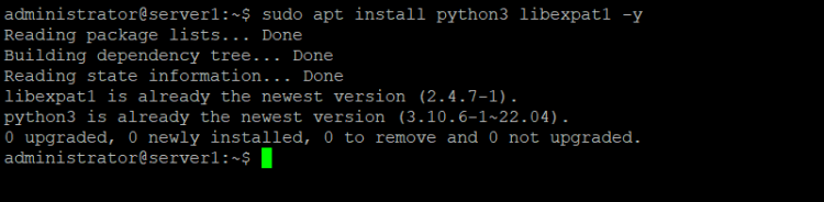 Вывод команды установки Python: python3 уже установлен