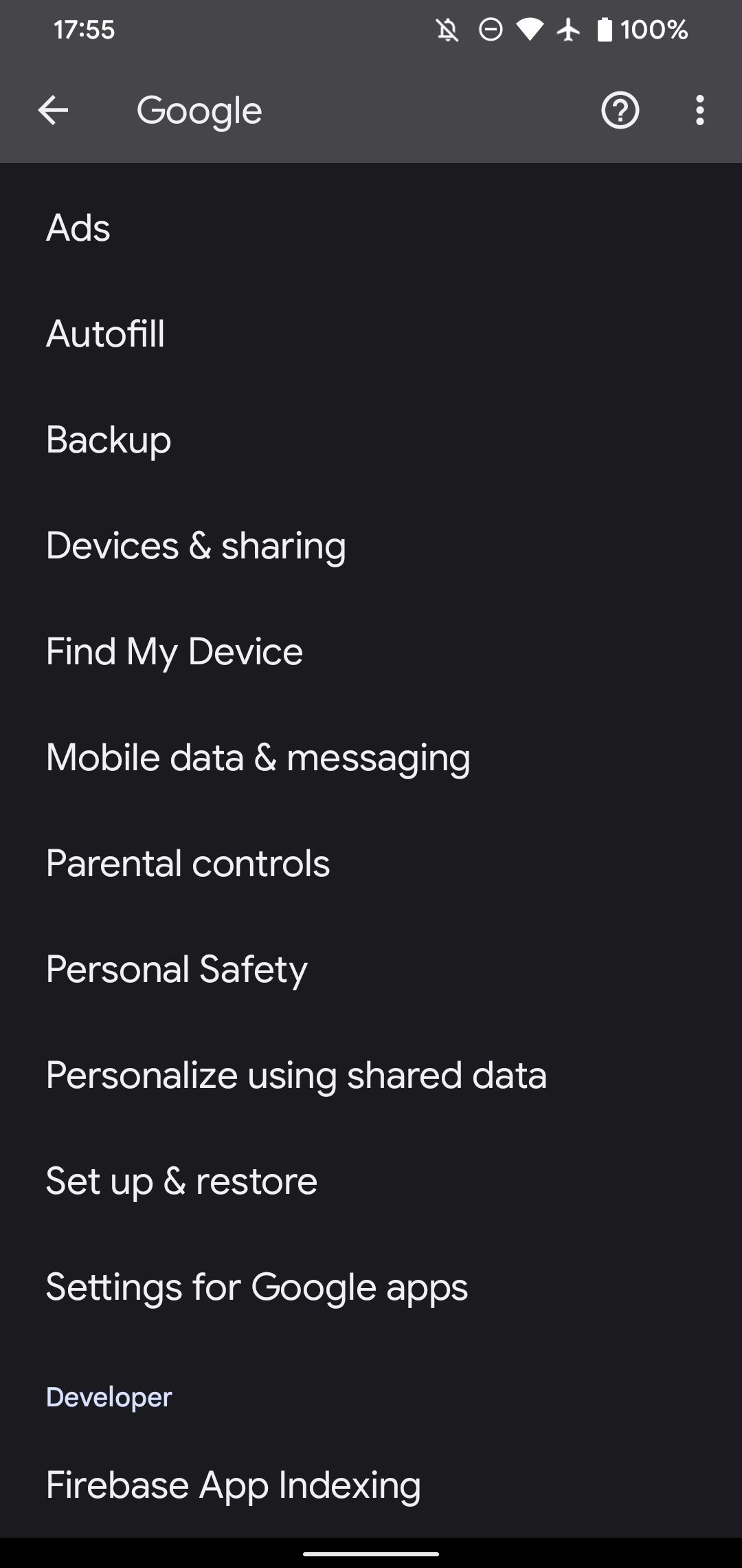 Настройки Android для приложений Google