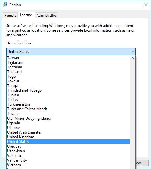 Регион — местоположение США