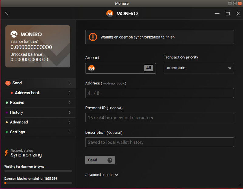 Monero Wallet Syncing Blockchain