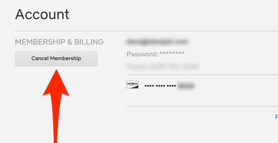 Bouton Annuler l'abonnement dans Netflix