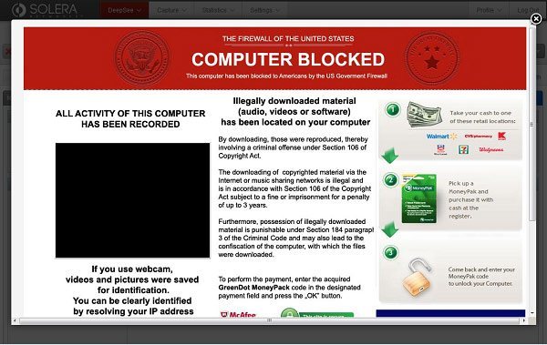 Schermata computer bloccato da ransomware