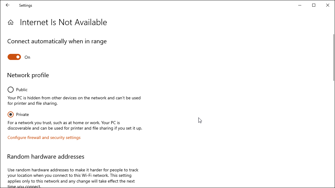 Смена сетевого профиля в Windows 10