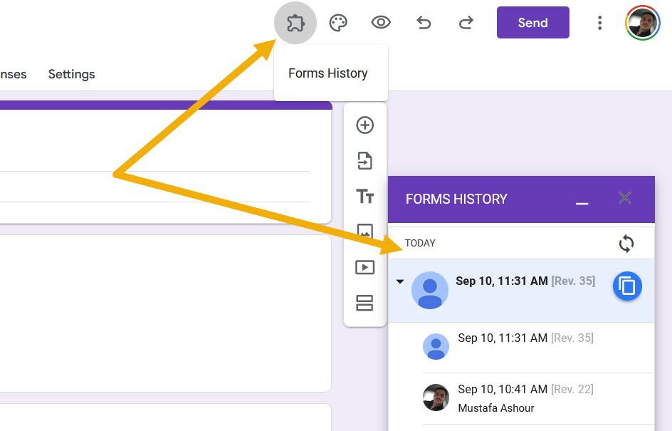 Использование дополнения Forms History
