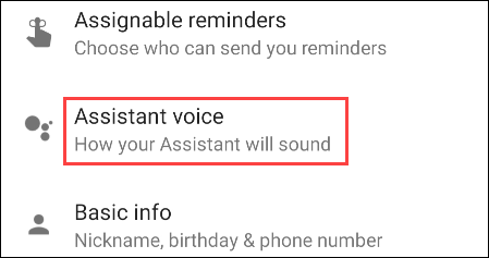 select assistant voice