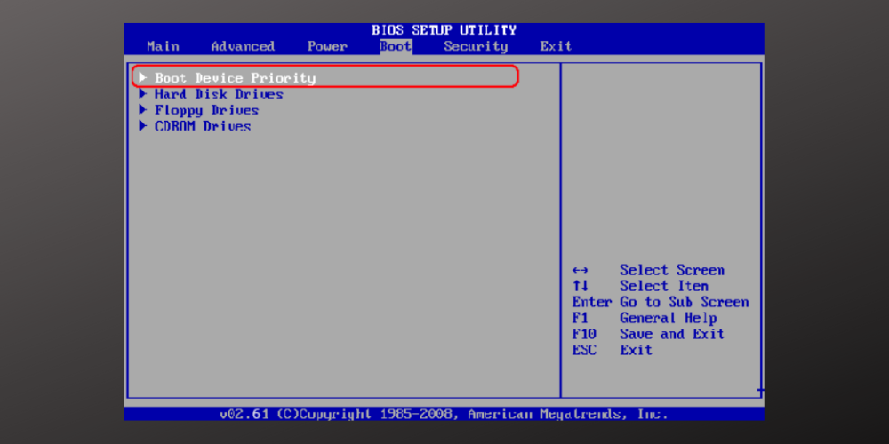 Настройка порядка загрузки в BIOS