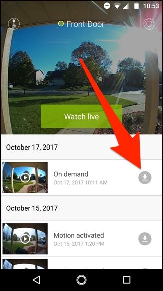 Кнопка загрузки рядом с записью на Android