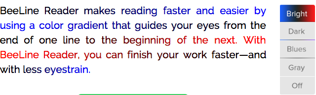 Иллюстрация цветного градиента BeeLine Reader для ведения глаз