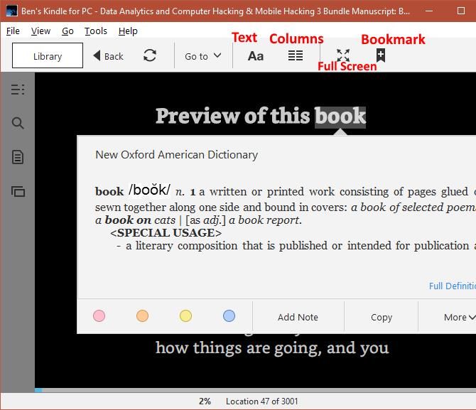 Пример страницы книги в приложении Kindle