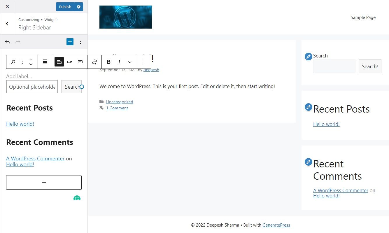 Добавление виджетов в WordPress