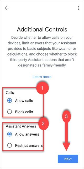 Опции блокировки звонков и ограничений ответов