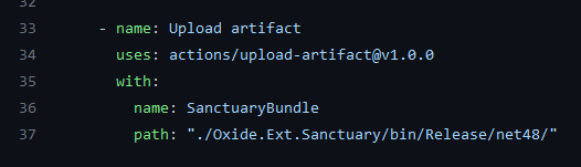 Скриншот: Artefact в GitHub Actions