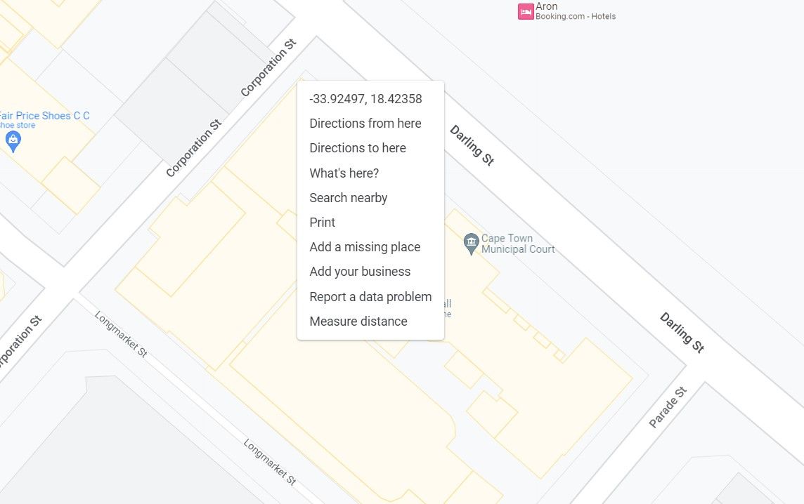 initial point to begin measuring area