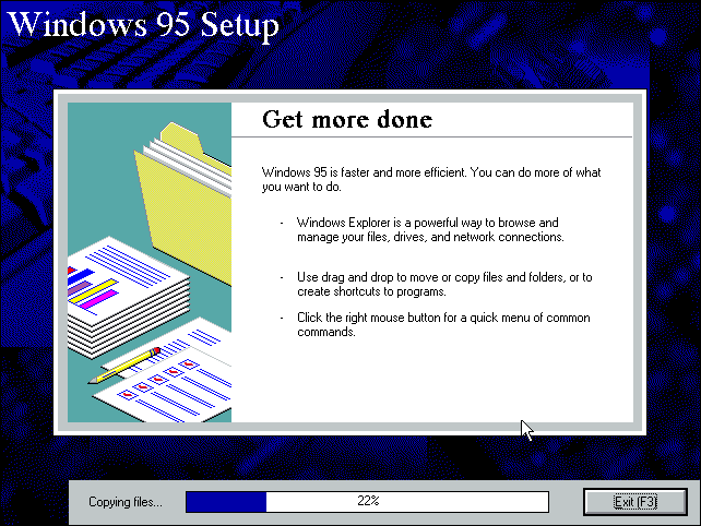 Процесс установки Windows 95 в VirtualBox
