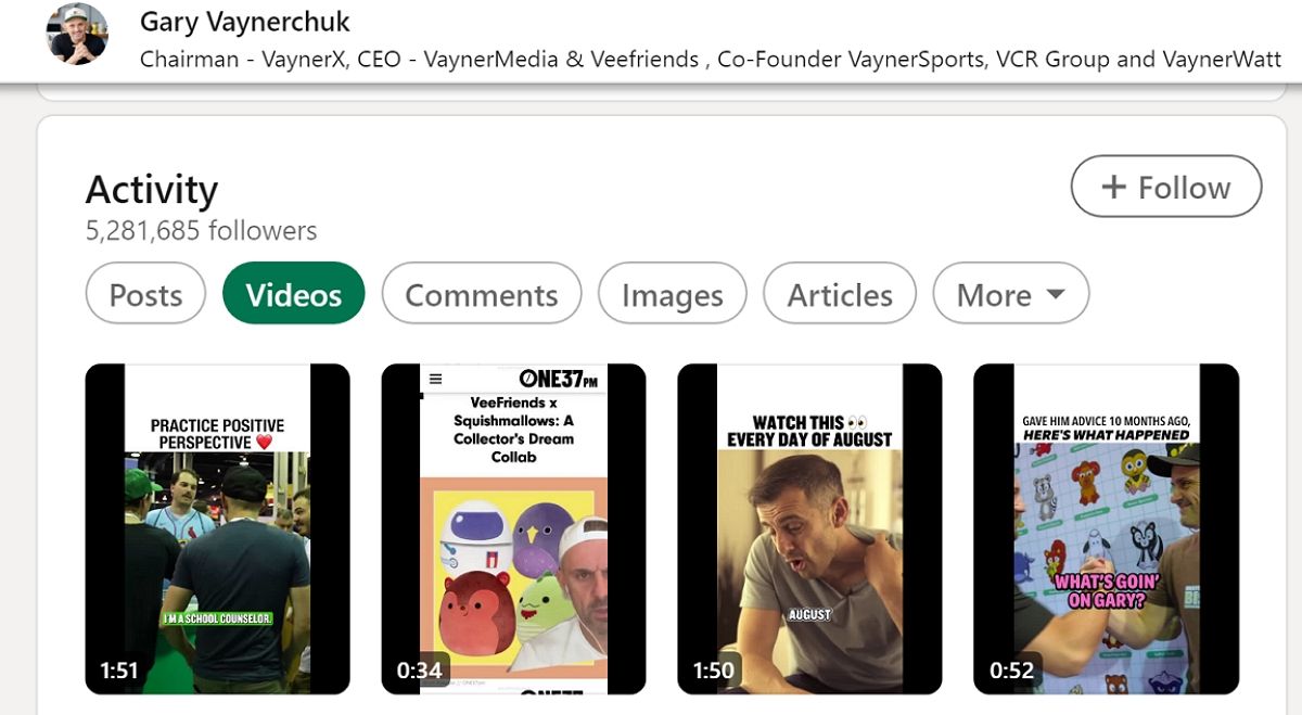 Видео‑контент в профиле инфлюенсера LinkedIn