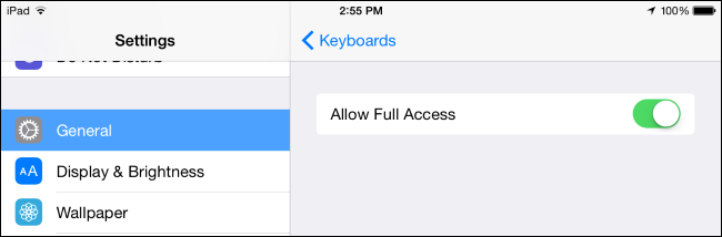 Разрешить клавиатуре доступ в Интернет