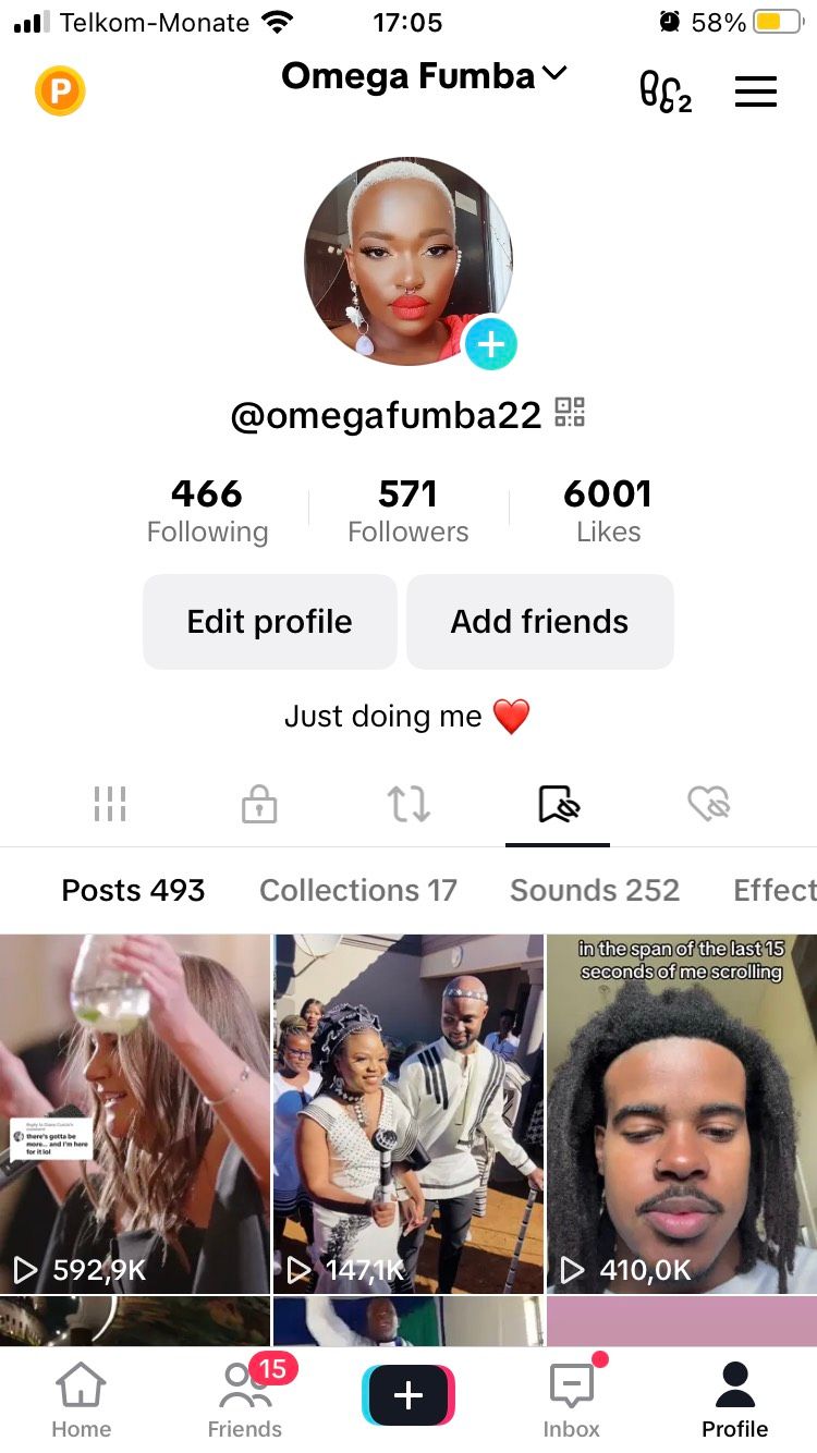 Раздел избранных роликов в профиле