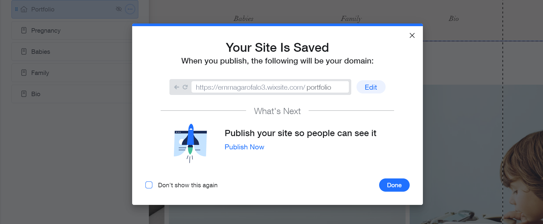 Публикация сайта в Wix