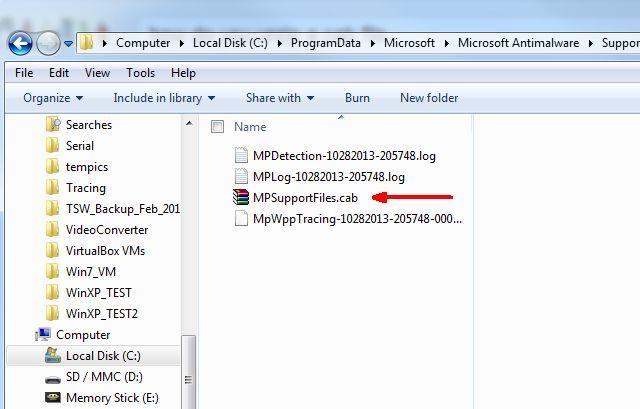 Содержимое папки Support с файлом MySupportFiles.cab