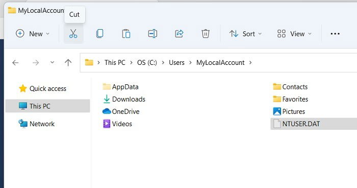 Поиск NTUSER.DAT в папке Users на диске C