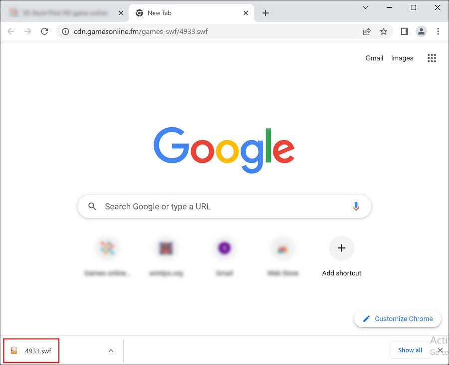 Скачанный SWF‑файл в папке загрузок