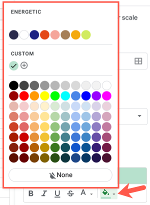 Палитра цвета заливки