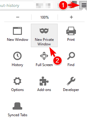 Меню Firefox с опцией