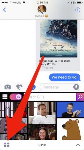 Панель приложений iMessage: точки в нижнем левом углу