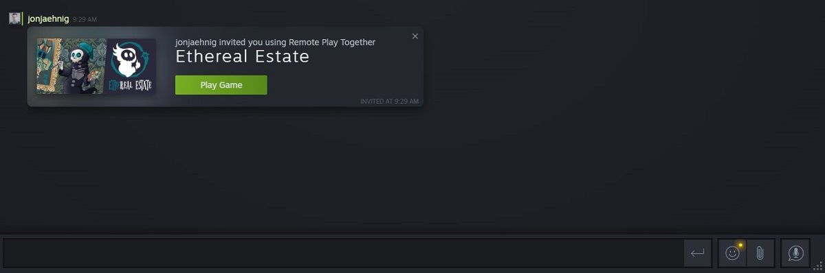 Принятие приглашения в игру — изображение приглашения в Steam и кнопки Начать игру