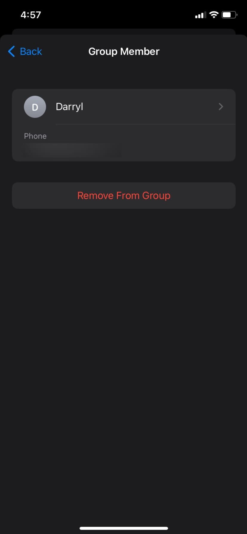 iPhone Shared Group Remove From Group option