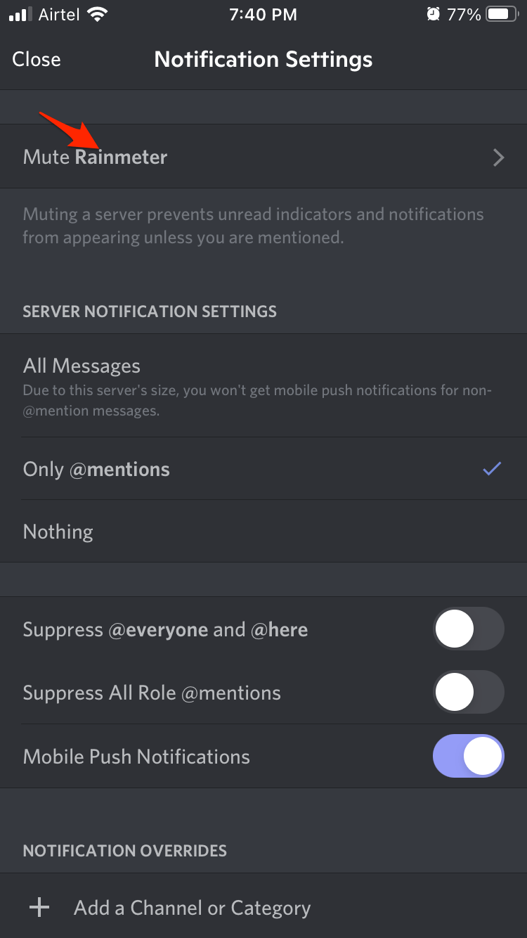 Включить заглушение сервера на iOS