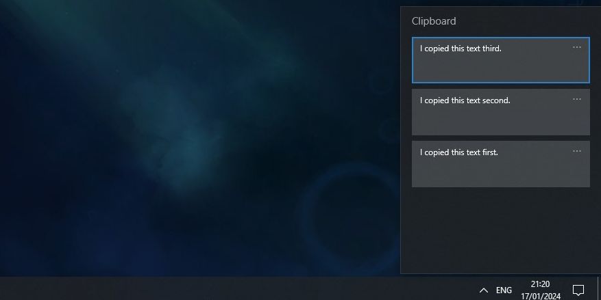 Порядок элементов в истории буфера обмена Windows