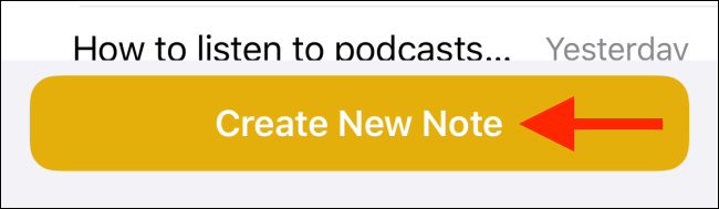 Нажмите Создать новую заметку