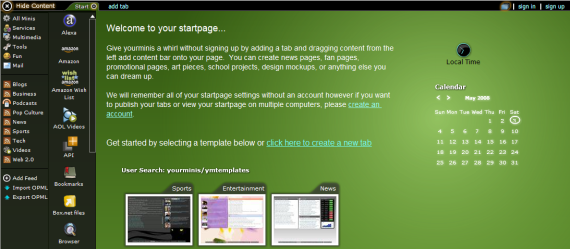 Рабочий стол с виджетами и календарём в yourminis