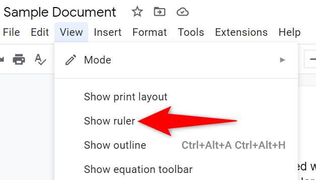 Choose View > Show Ruler in the menu bar.