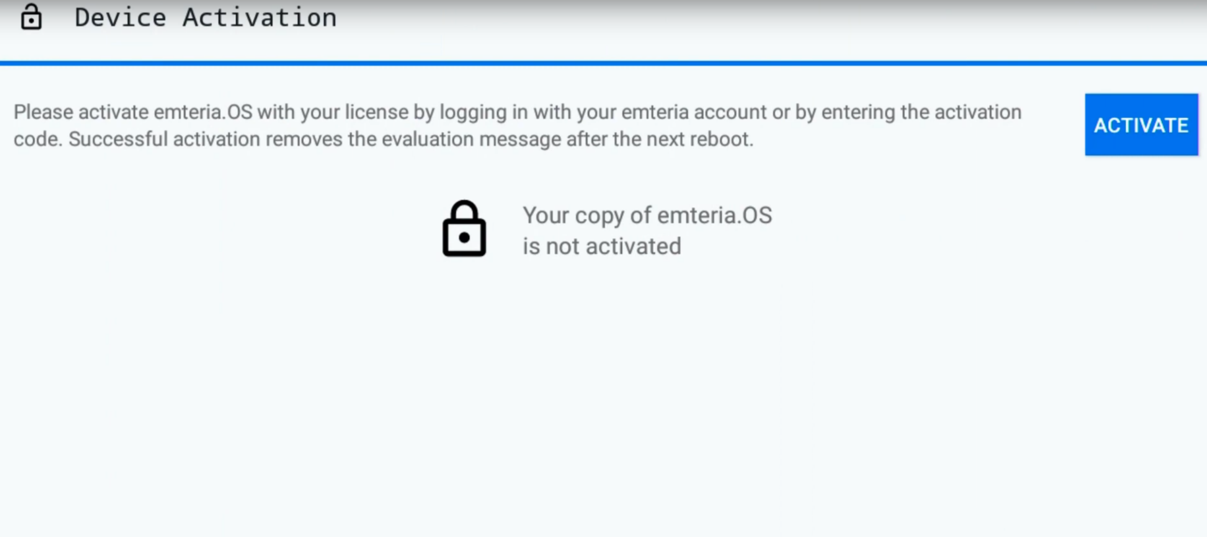 Страница активации Emteria OS.