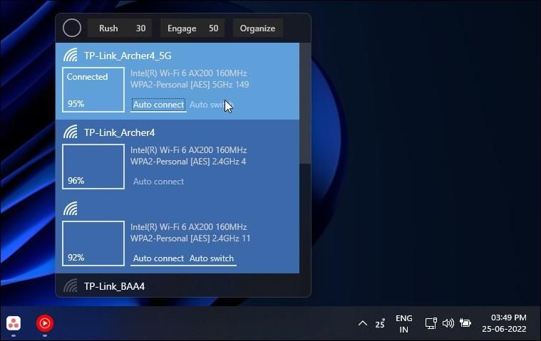 Интерфейс Wifinian — список профилей и опции автоподключения