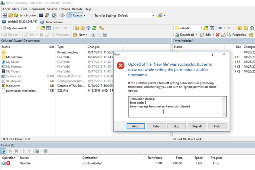 Permission denied: error code 3 — как исправить