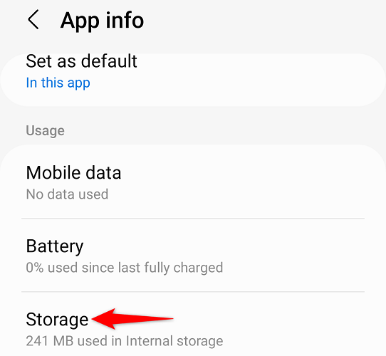 Нажмите «Хранилище».