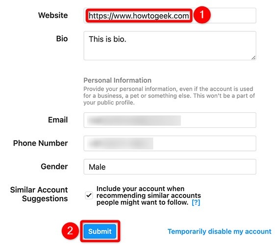 Добавьте ссылку в био на сайте Instagram.
