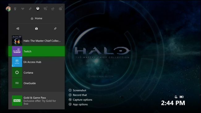 Панель Twitch на Xbox One во время игры